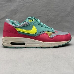 Nike Air Max 1 GS Shoes Youth Size 5Y Teal Pink Volt 653653-003 Running Sneakers